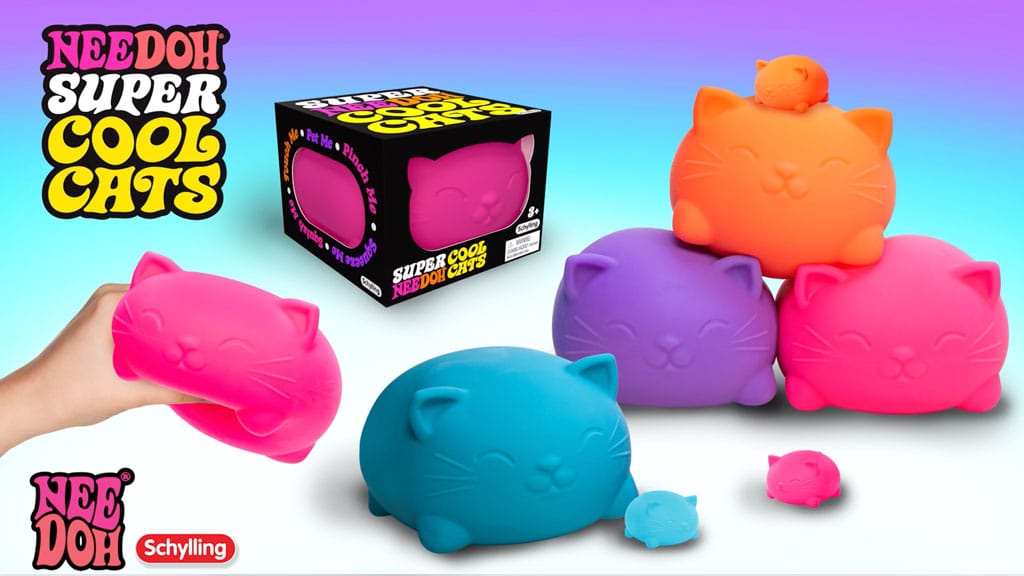 Cute Collectible Super NeeDoh Cool Cats | Select Opal Prairie - Purrfect Cat Squishy Character Stress Toy Detail